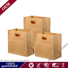 28*15*28 Cm Brown / White Kraft Paper Bag with Die Cut Handle GSM 80g Take Away Food Bag